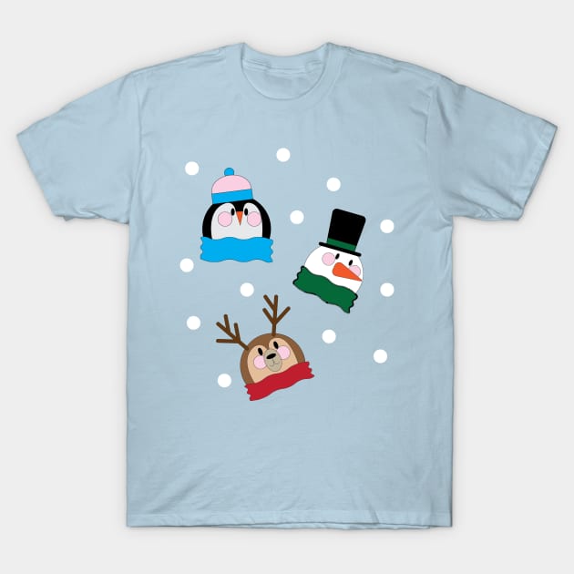 Winter Friends T-Shirt by tesiamarieart